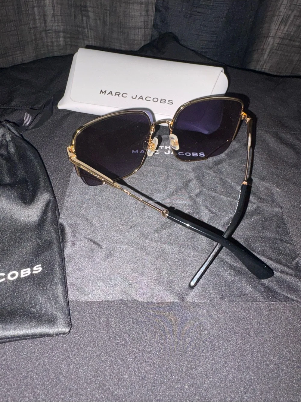 Marc Jacobs Gold Frame Sunglasses with Dark Lenses